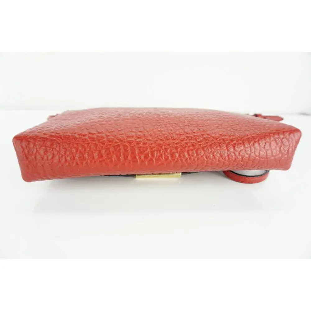 Burberry Large Langley Red Leather Clutch Crossbody Bag SG Grain Shoulder